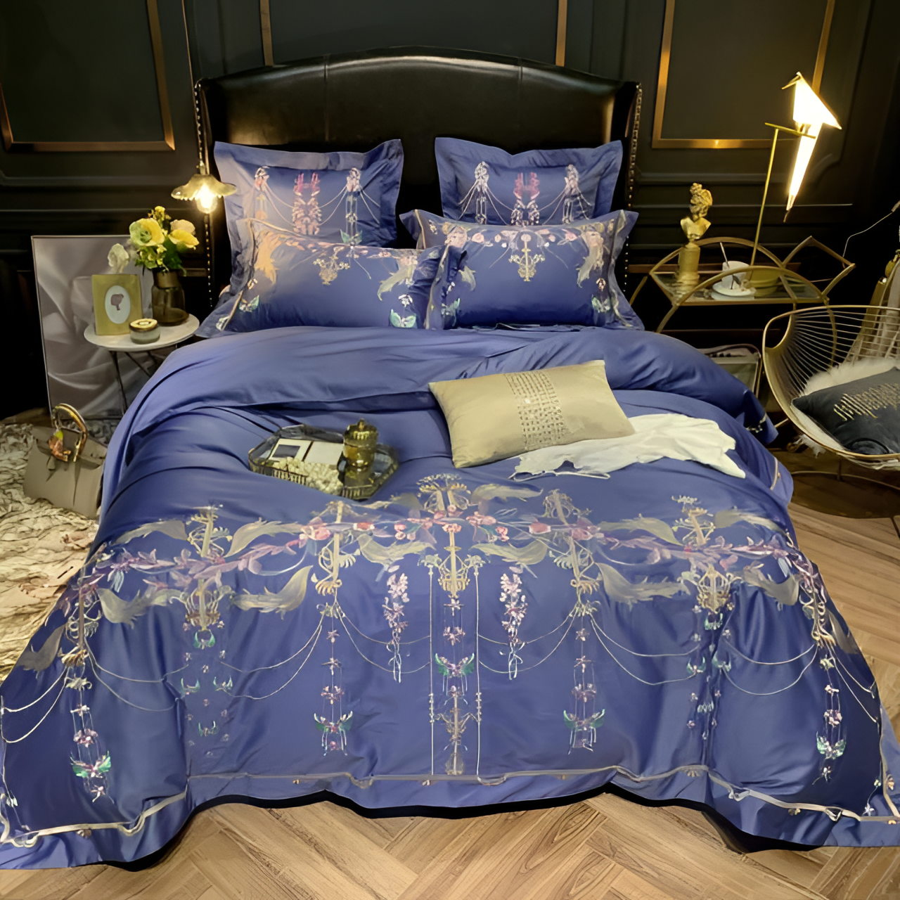 Dark Dlate Blue Egyptian Cotton Duvet Set | Bedding | NordicAbode.com