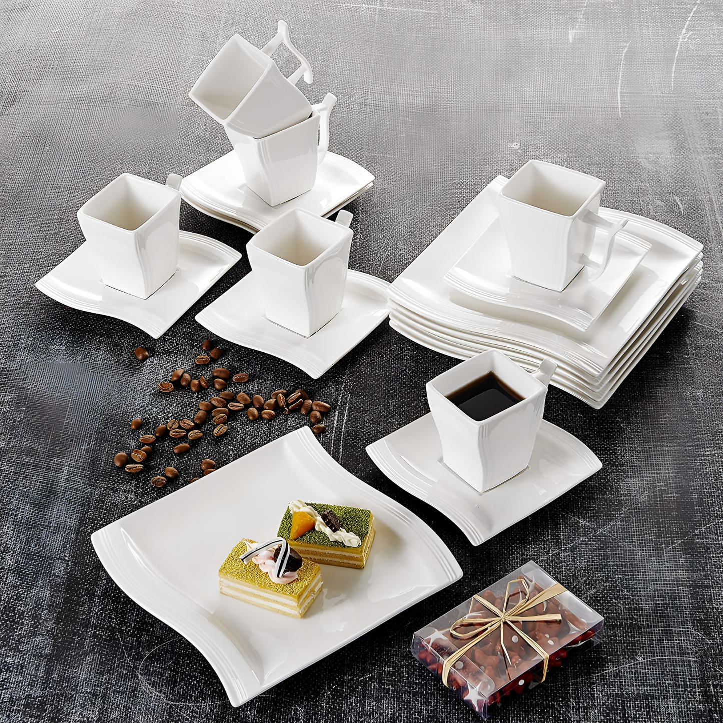 Flora 18-Piece Porcelain Coffee Cup Set | Dinnerware | NordicAbode.com