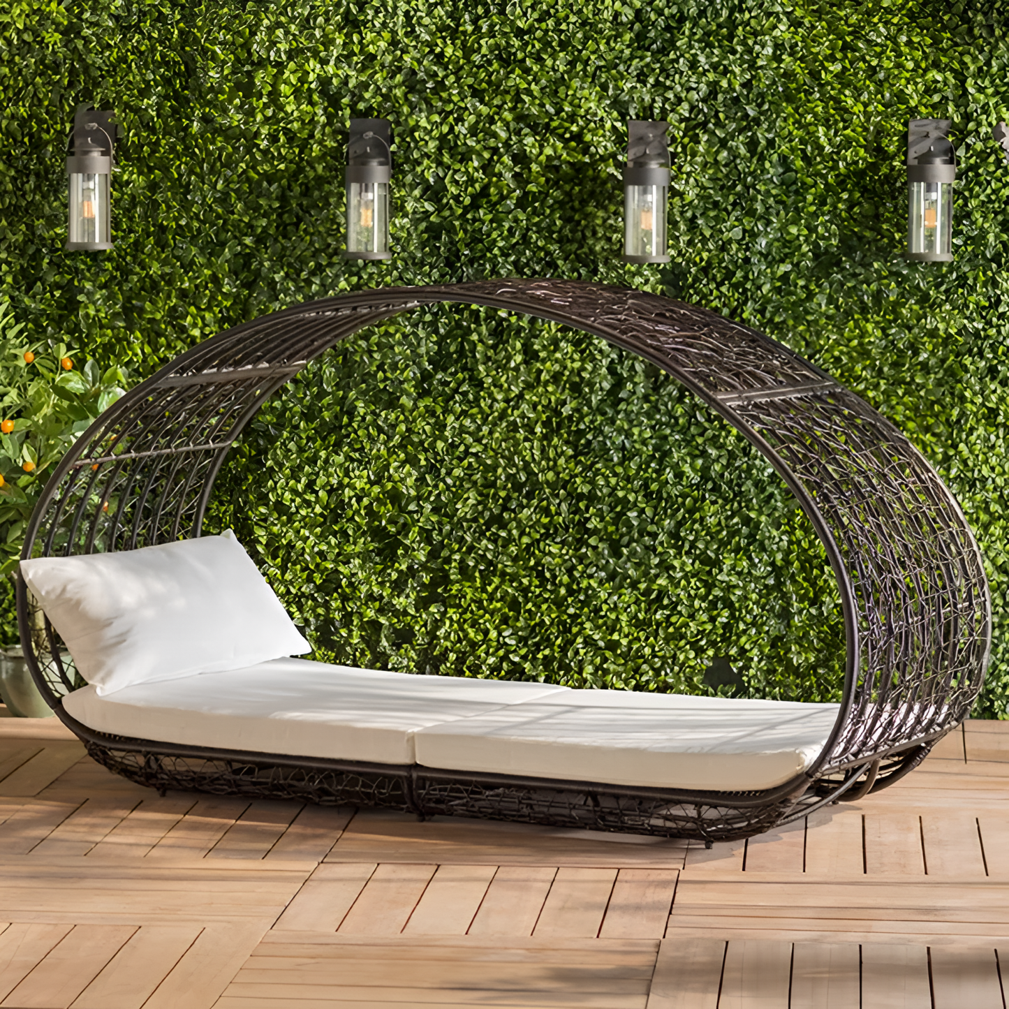 Lavina Outdoor Wicker Daybed with Cushions | Outdoor Furniture | NordicAbode.com