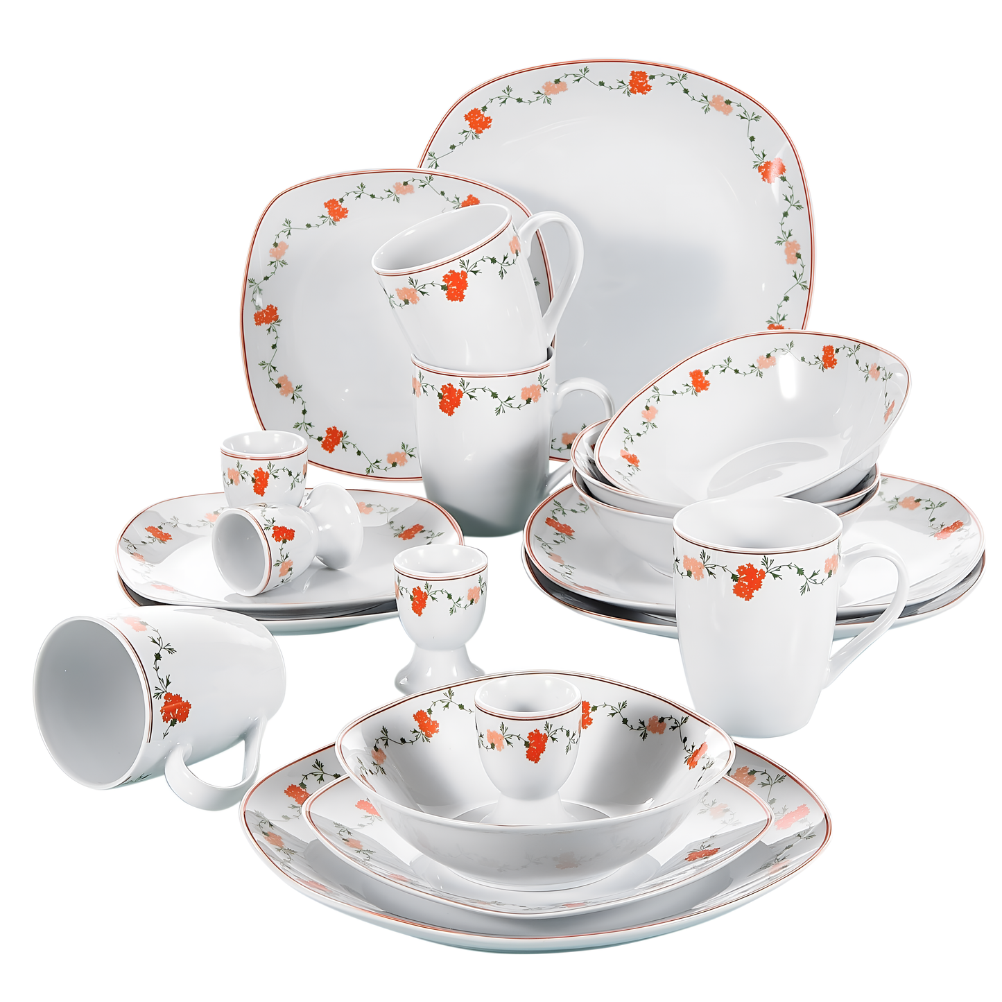 Gloria 20-Piece Porcelain Dinnerware Set - Floral Pattern | Dinnerware | NordicAbode.com