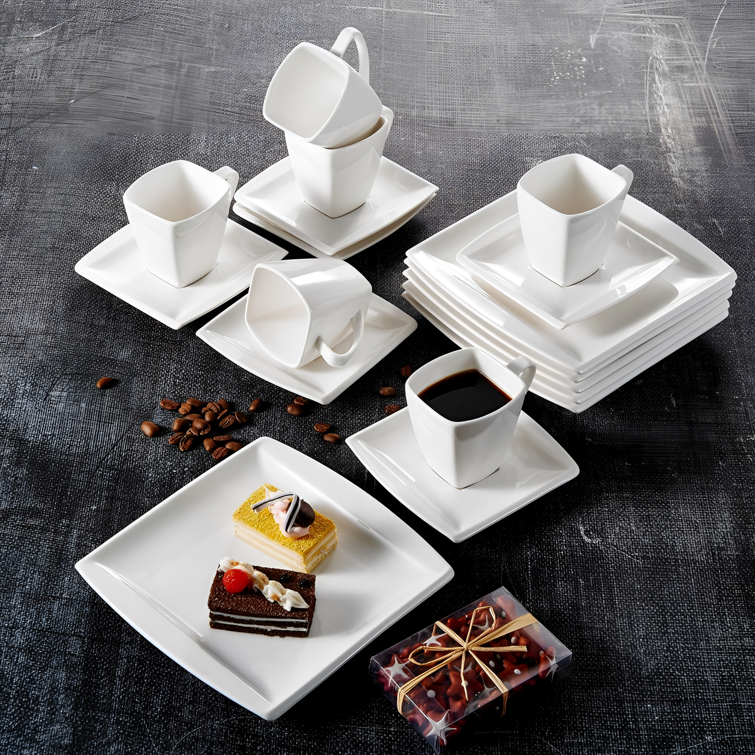 Blance 18-Piece White Ceramic Coffee Set | Tableware | NordicAbode.com