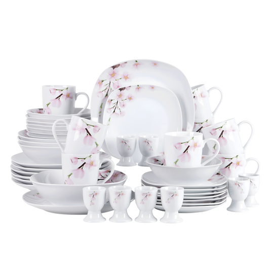 Annie 44-Piece Porcelain Dinner Set - Pink Floral | Dinnerware | NordicAbode.com