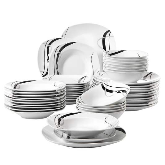 Fiona 48-Piece Black Ceramic Dinner Set | Dinnerware | NordicAbode.com