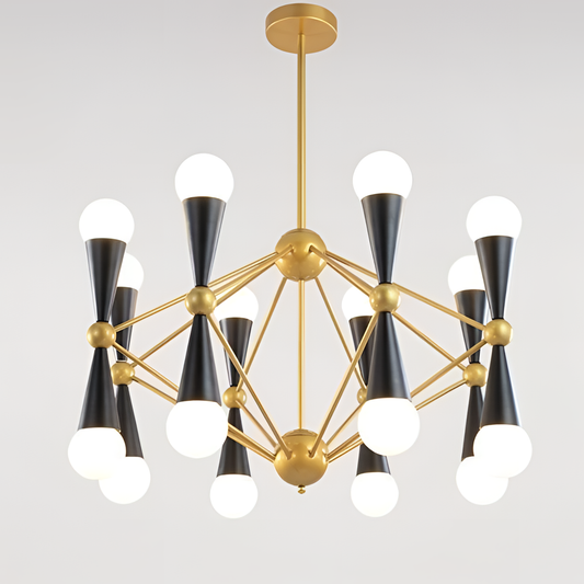 Megan 16-Light Chandelier in Brass & Black | Lighting | NordicAbode.com