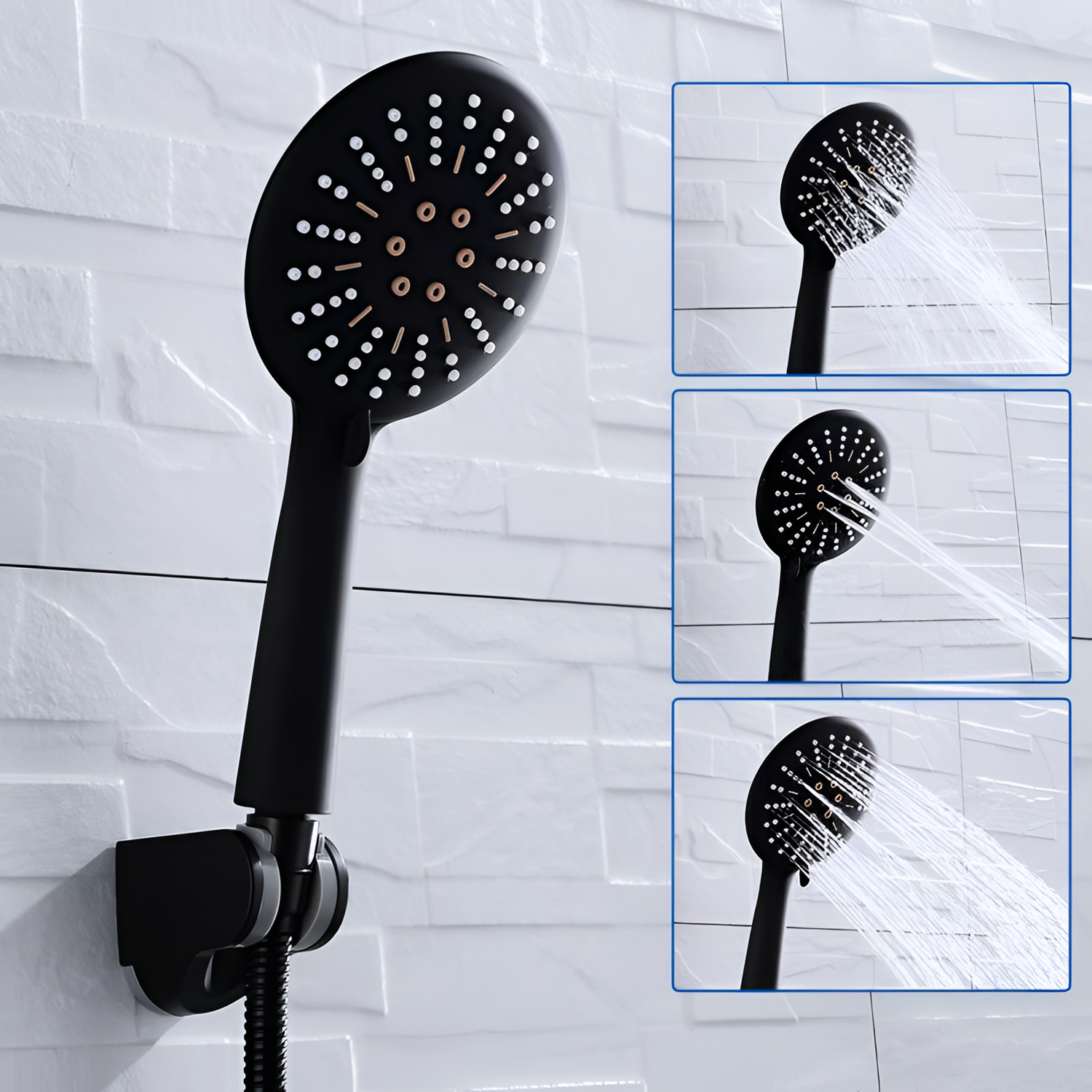 Jacqueline Modern Matte Black Shower Head | Bathroom Fixtures | NordicAbode.com