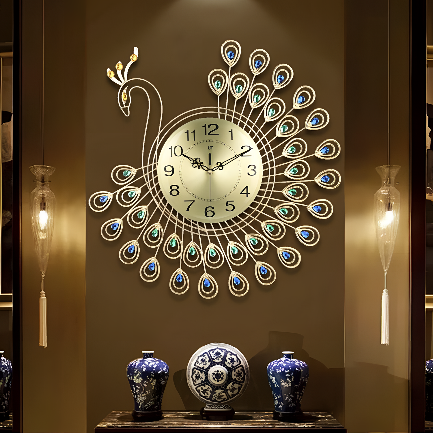 Peacock Wall Clock Decor | Wall Art | NordicAbode.com