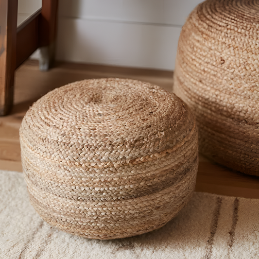 Teele Jute Braided Pouf | Poufs | NordicAbode.com