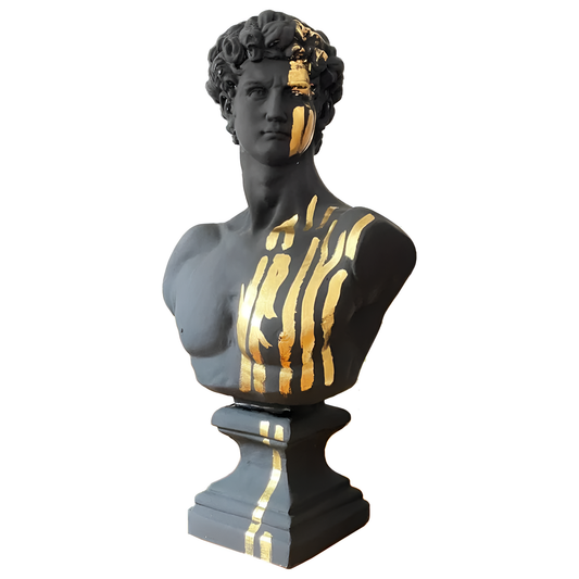 David in Black & Side Golden Strips Sculpture