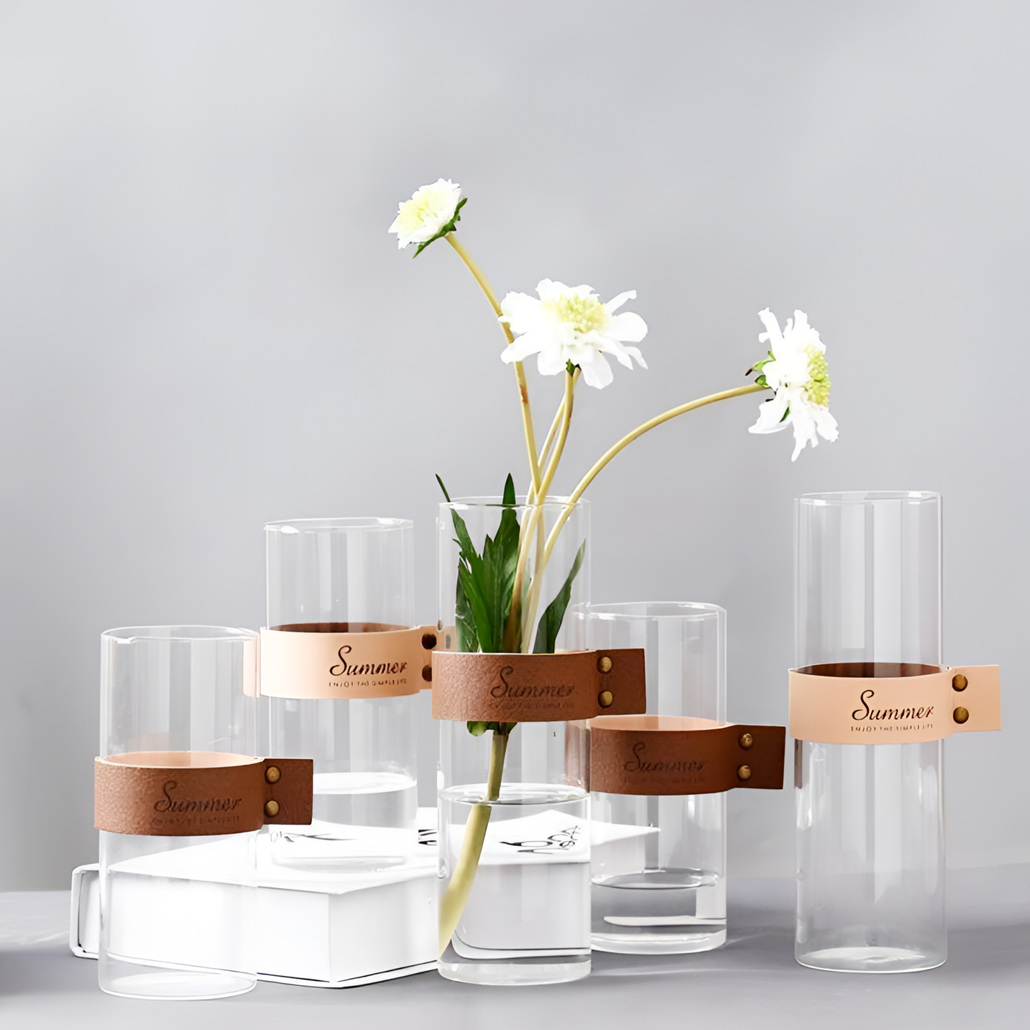 Leather Glass Vase - NordicAbode | Vases | NordicAbode.com