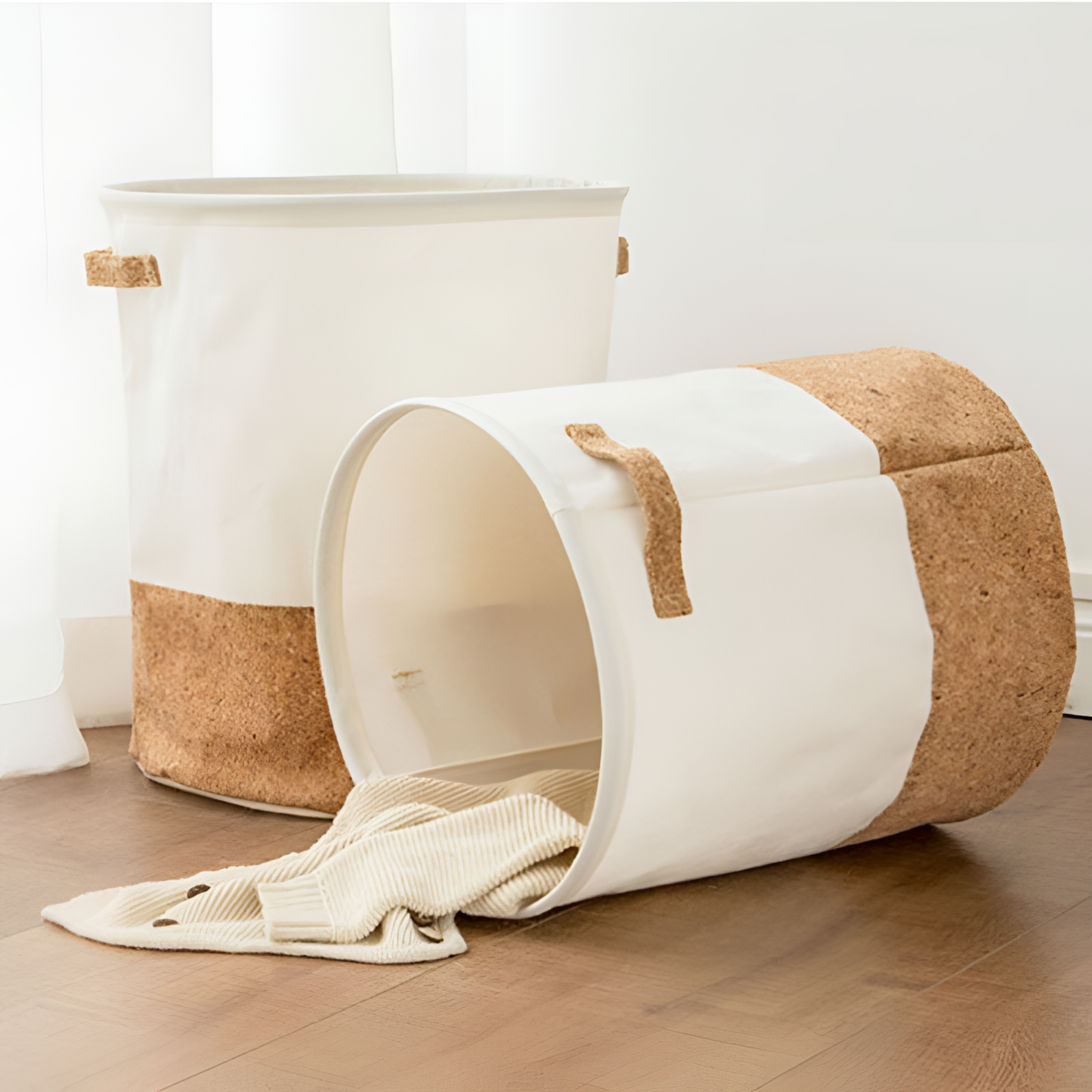 Linen Rustic Cork and Cotton Basket | Storage | NordicAbode.com