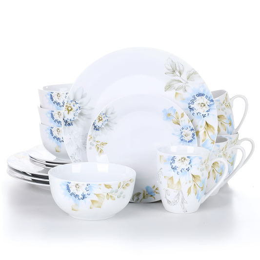 Montana 16-Piece Porcelain Dinnerware Set - Geometric Patterns | Tableware | NordicAbode.com