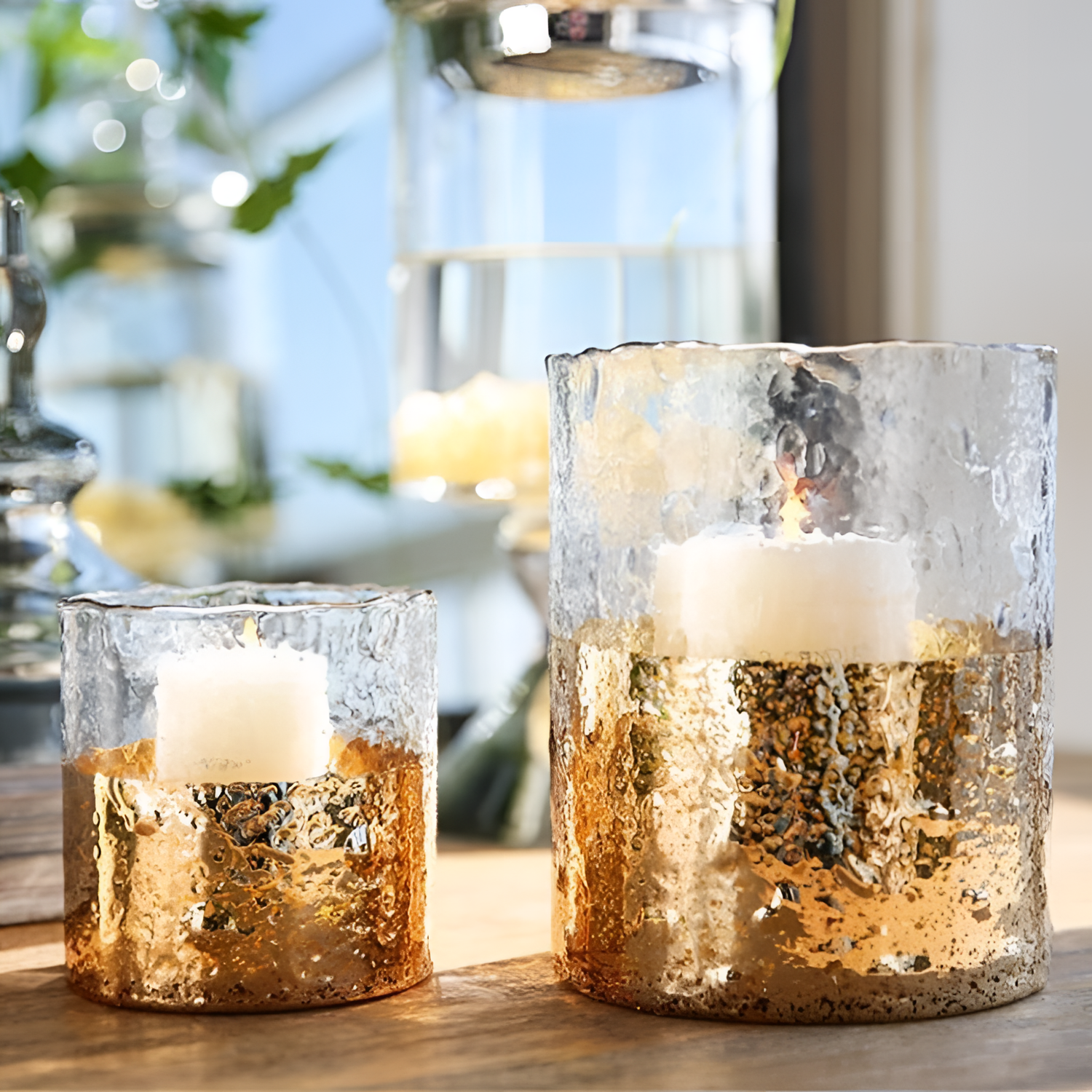 Textured Glass Candleholder with Textured Design | Candleholders | NordicAbode.com