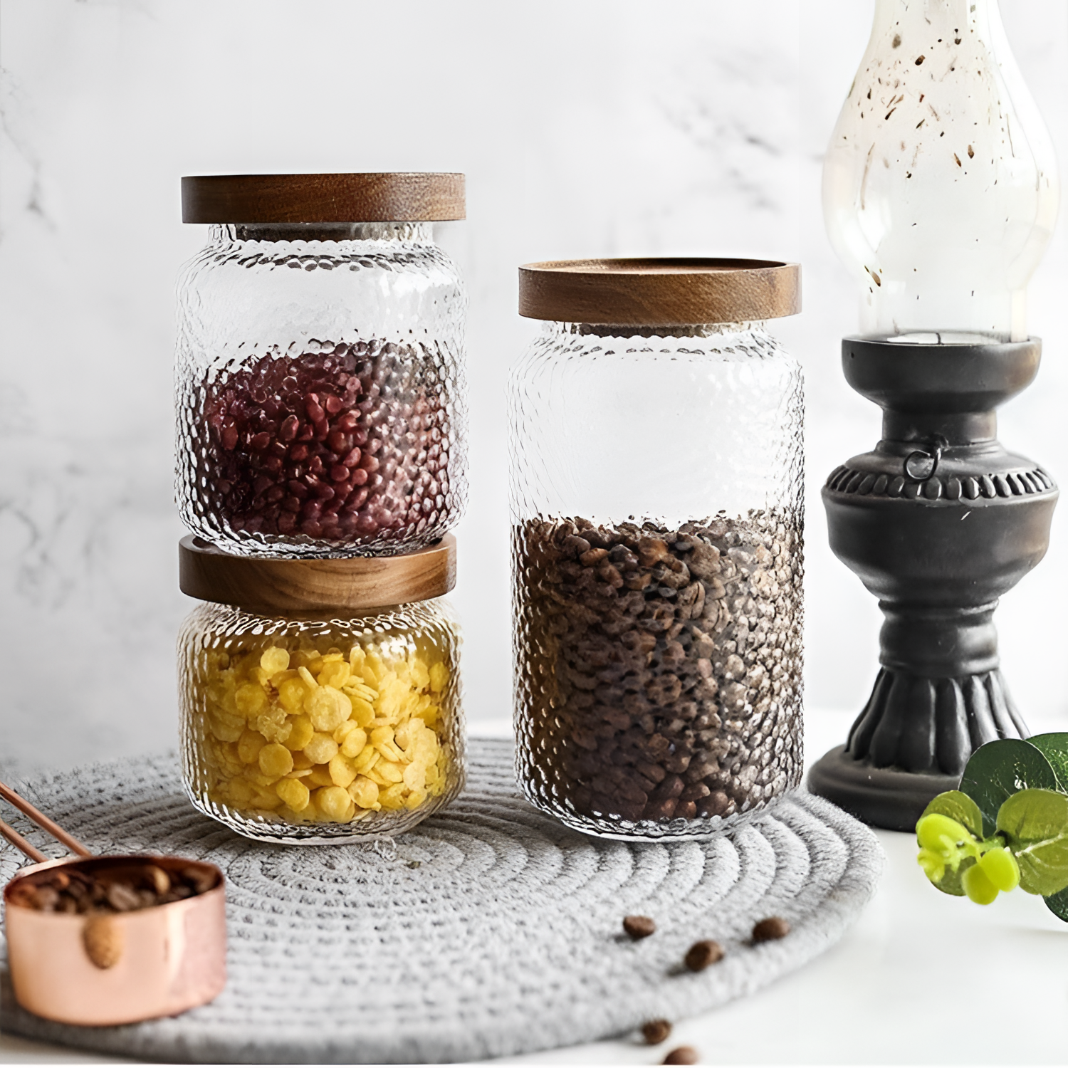 Textured Glass Jar with Textured Design | Storage | NordicAbode.com