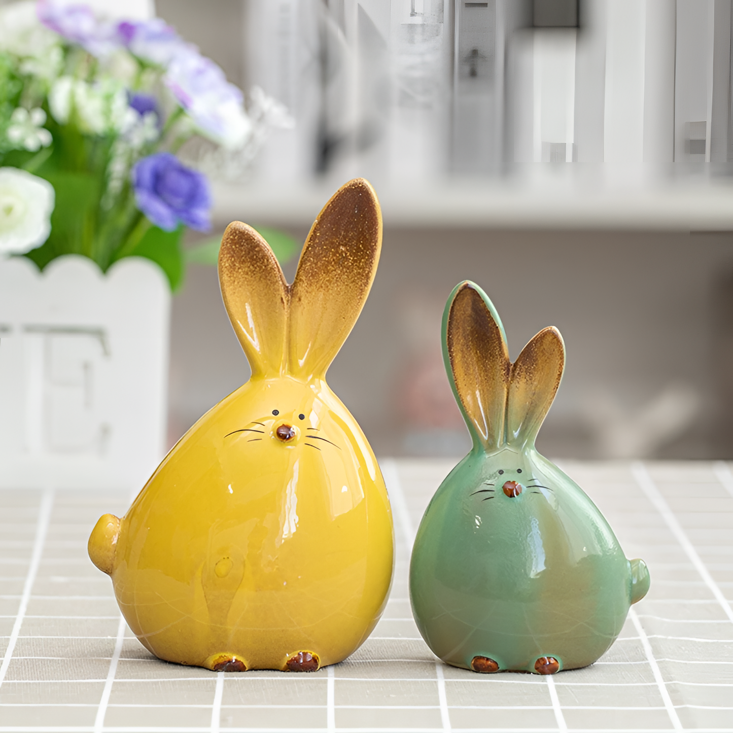 Ceramic Bunny Tabletop Set | Tabletop Decor | NordicAbode.com