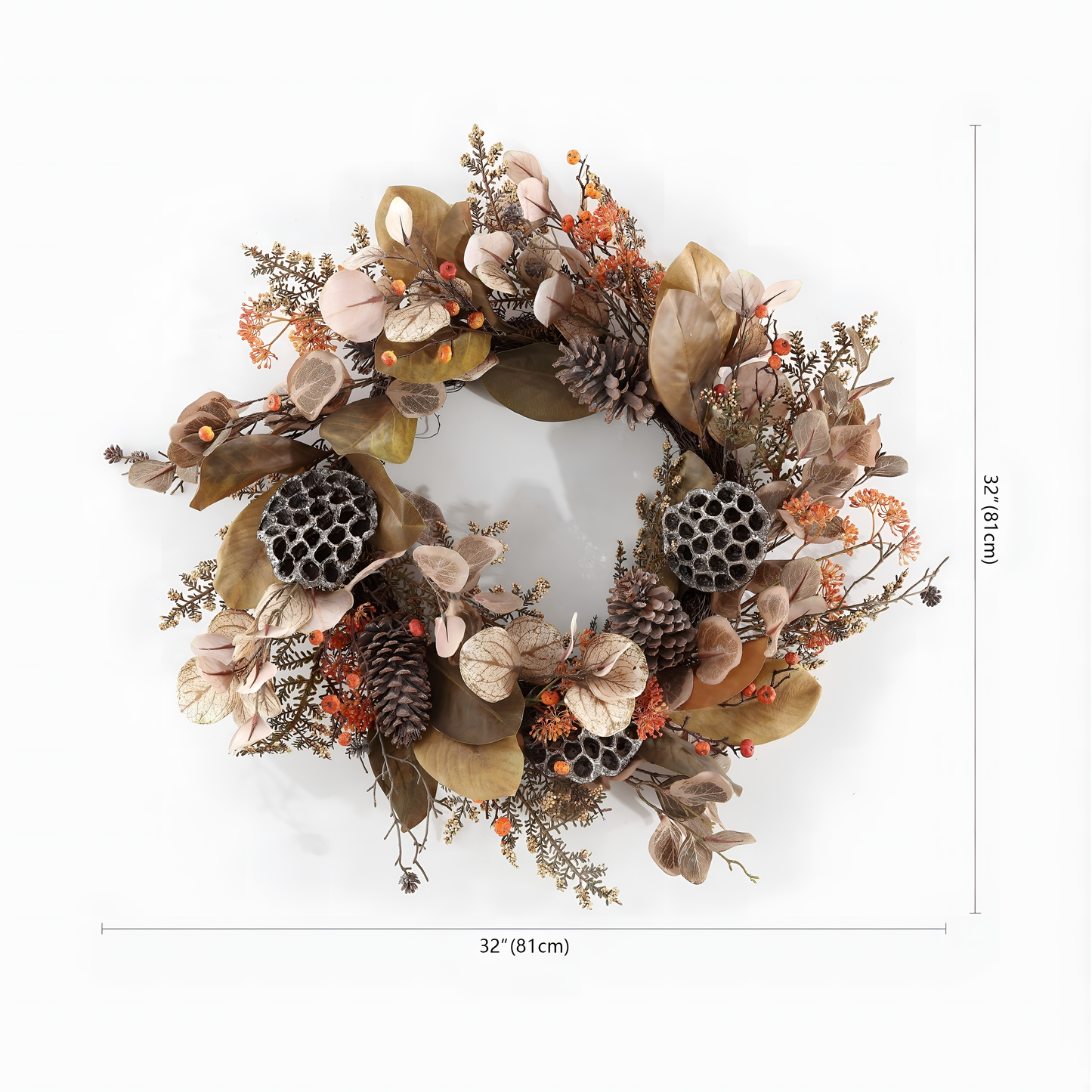 Safavieh Autumn Faux Wreath with Eucalyptus & Lotus | Wreaths | NordicAbode.com