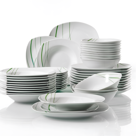 Aviva 48-Piece Porcelain Dinner Plate Set | Dinnerware | NordicAbode.com