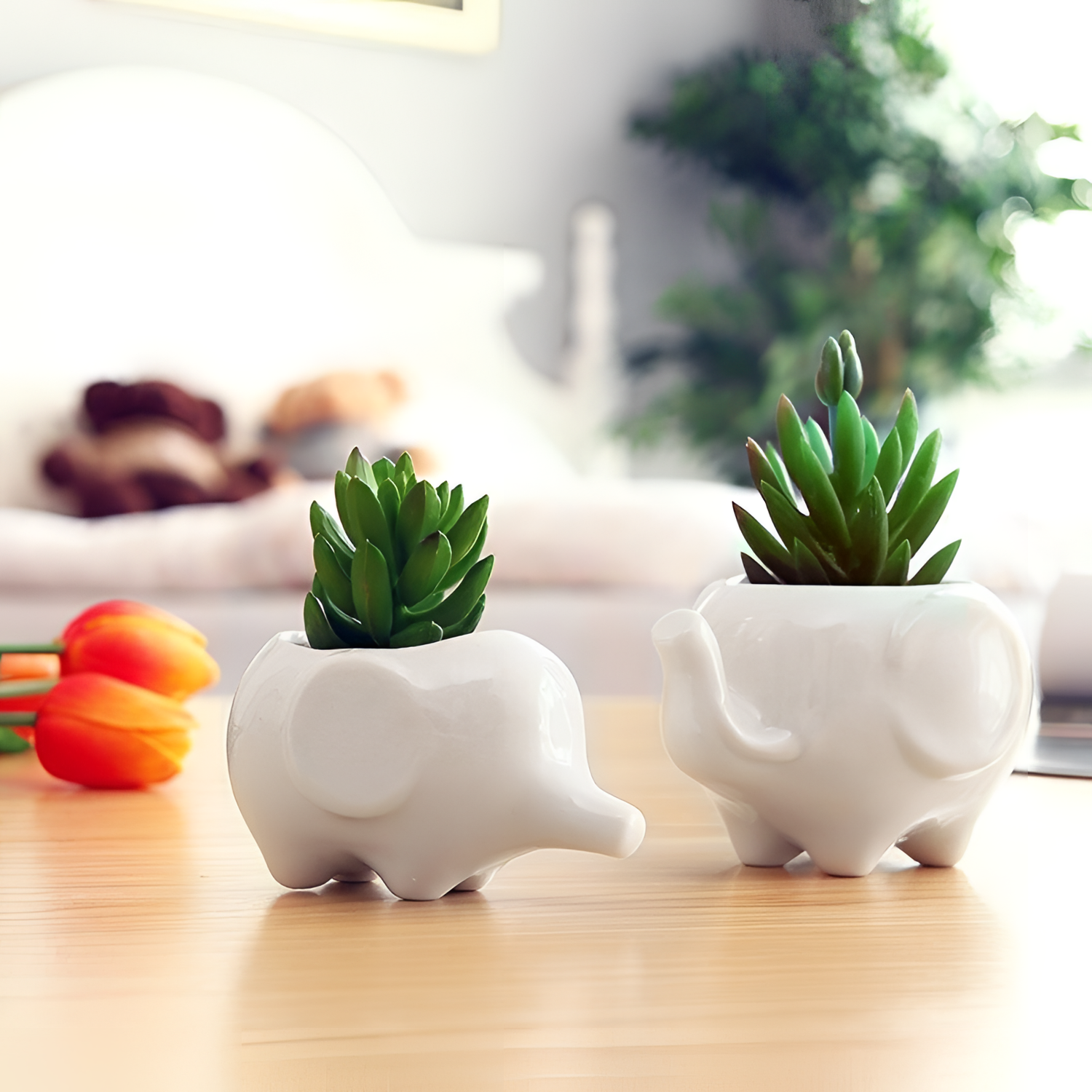 Set Ceramic Elephant Flower Pots | Planters | NordicAbode.com