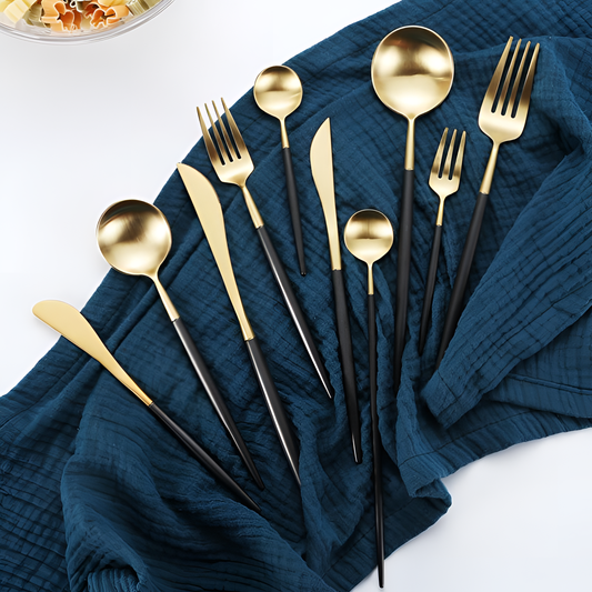 Black Luxury Gold Cutlery Set | Dining | NordicAbode.com