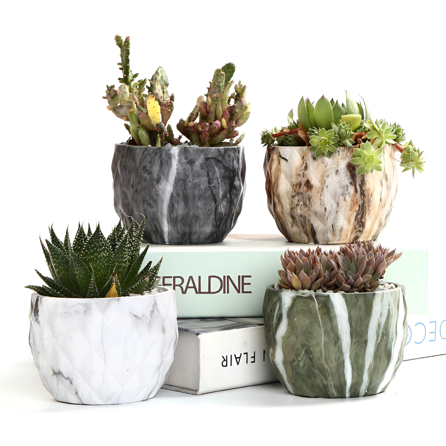 Deidra Modern Marbling Flower Pot Set | Planters | NordicAbode.com