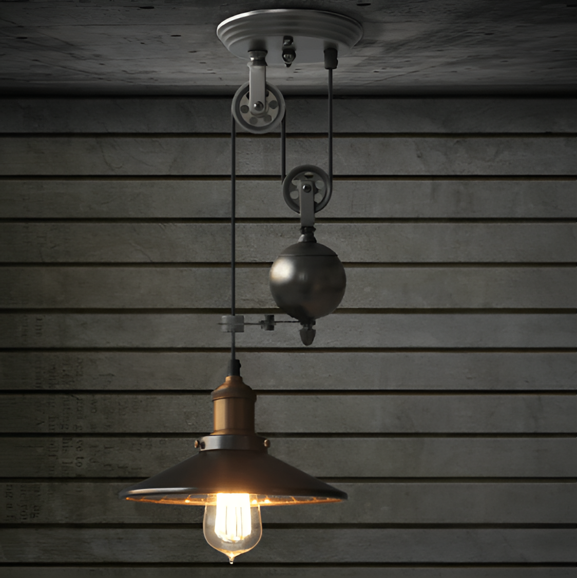 Lincoln Industrial Pulley Pendant Light - Black | Lighting | NordicAbode.com