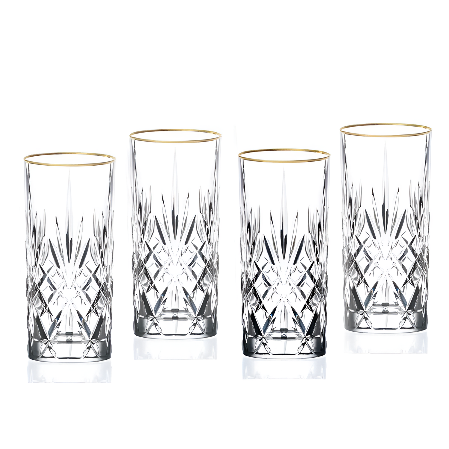 Siena Gold Band Crystal Highball Glass | Glassware | NordicAbode.com