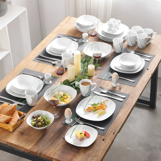 Aviva 22-Piece White Porcelain Dinner Set | Dining Sets | NordicAbode.com