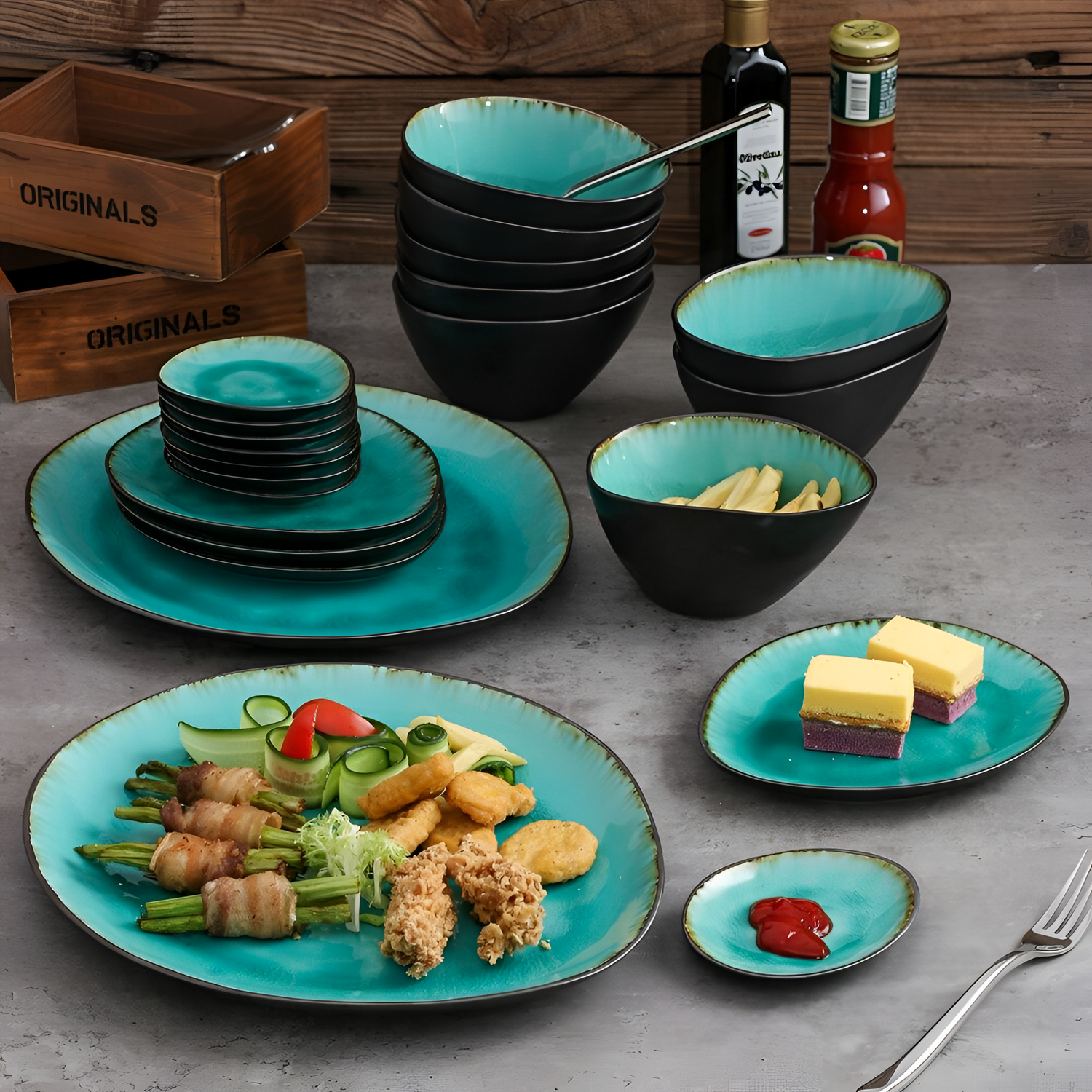 Bonita 22-Piece Vintage Ceramic Dinner Set | Dinnerware | NordicAbode.com