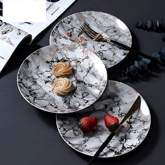 Black Marble Plate - Black & Gold | Dining Essentials | NordicAbode.com