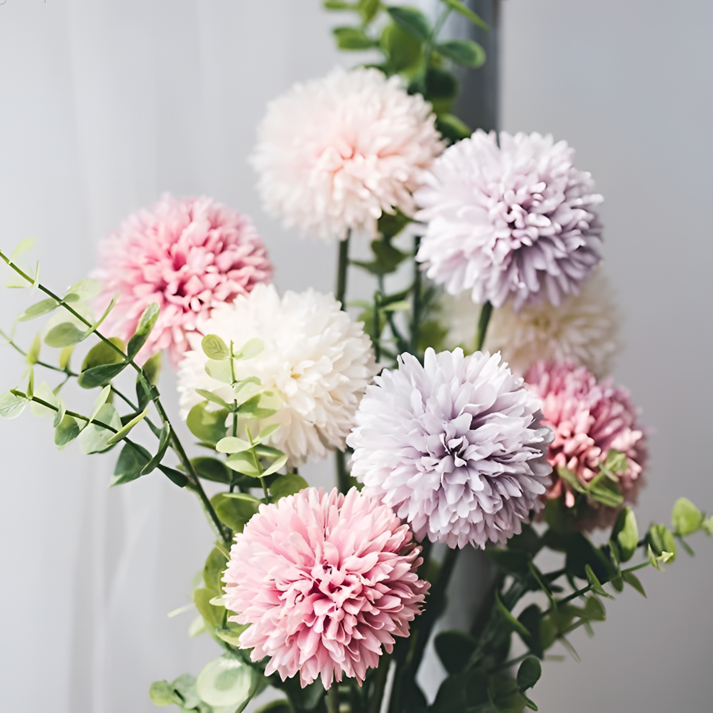 Pompon Silky Pompon Mum Flower | Floral Decor | NordicAbode.com