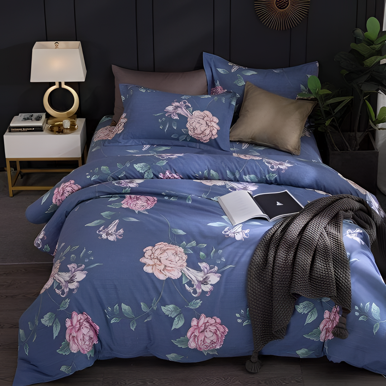 Blue Floral Toile Duvet Cover Set | Bedding | NordicAbode.com