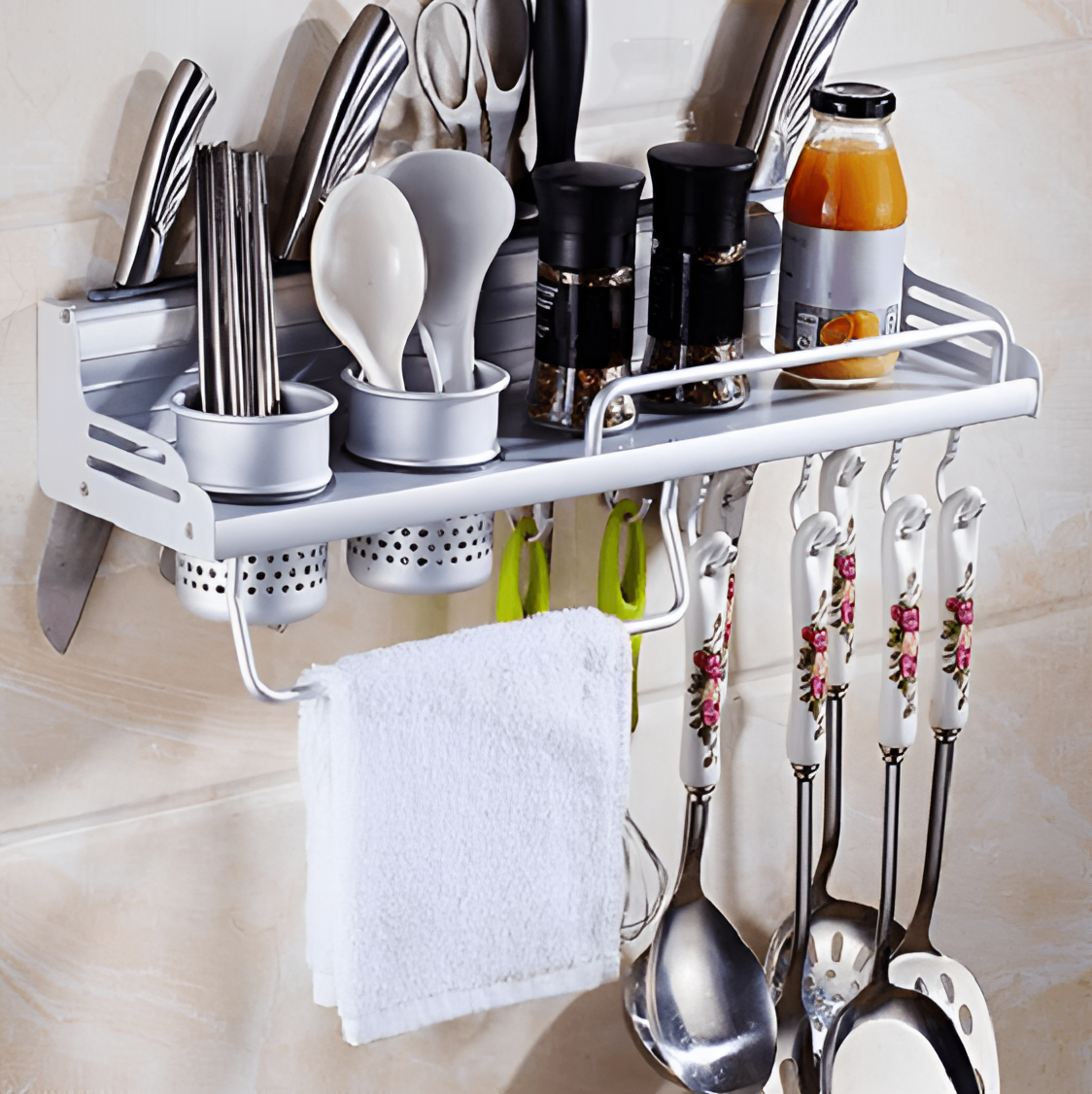 Wall-Mounted Kitchen Storage Rack with Ventilator | Kitchen Storage | NordicAbode.com