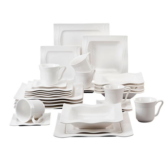 Series 30-Piece Porcelain Dinner Set - White | Dinnerware | NordicAbode.com