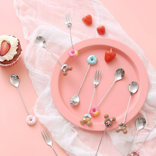 Donut Resin Dessert Cutlery Set | Cutlery | NordicAbode.com