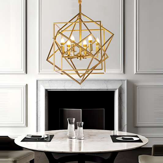 Tucana Golden Geometric Cage Chandelier | Lighting | NordicAbode.com