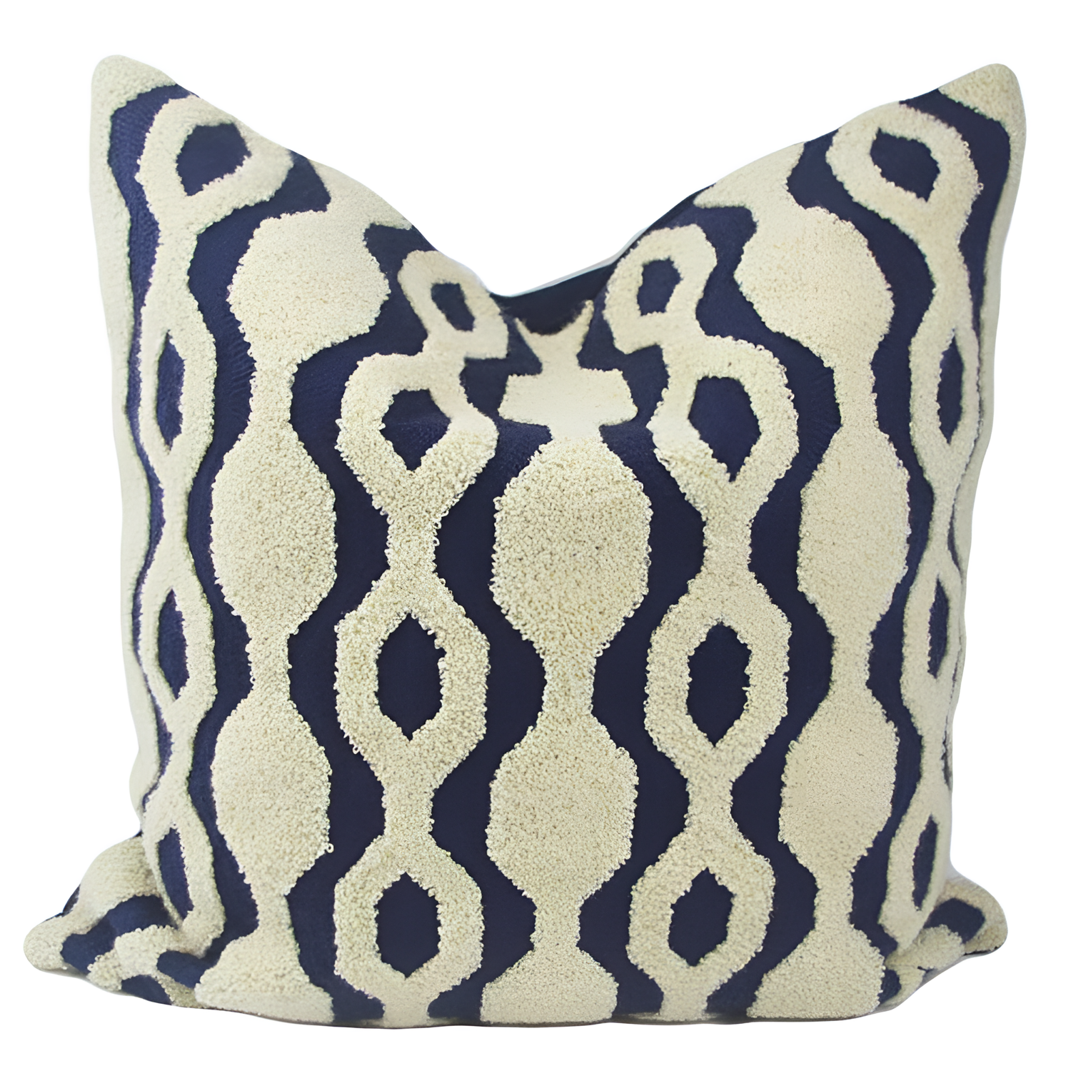 Embroidery Blue Geometric Cushion Cover | Cushion Covers | NordicAbode.com