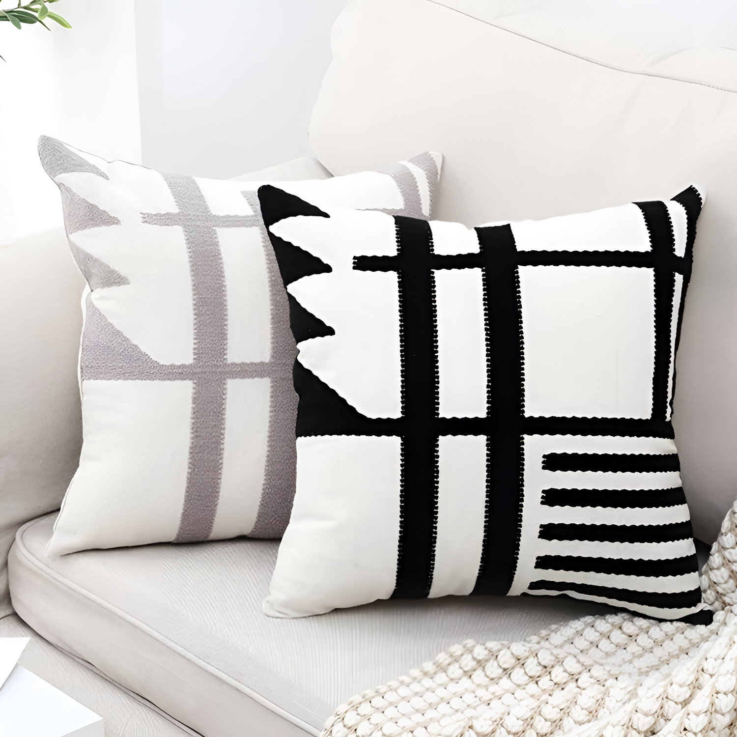 Black Geometric Pattern Cushion Cover | Cushion Covers | NordicAbode.com