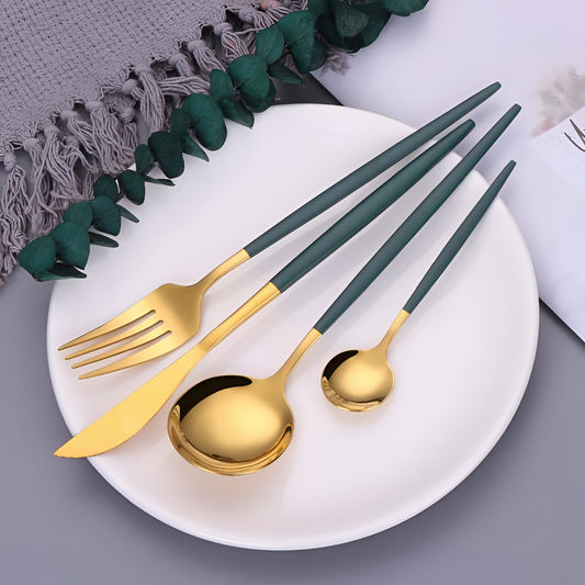 Green Elegant Stainless Steel Cutlery Set | Cutlery | NordicAbode.com