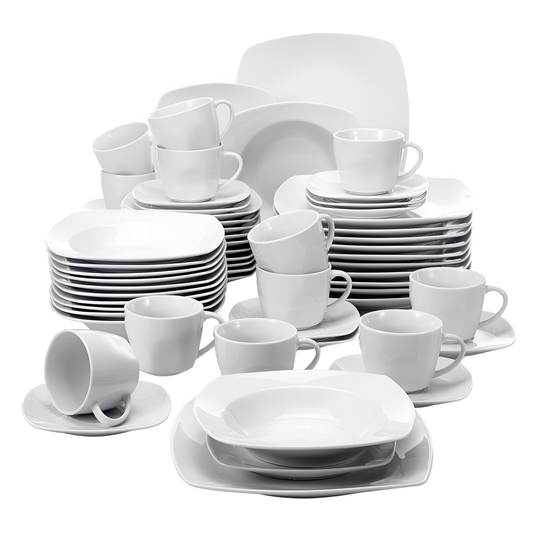 Series 60-Piece Porcelain Dinner Set - White | Dining | NordicAbode.com