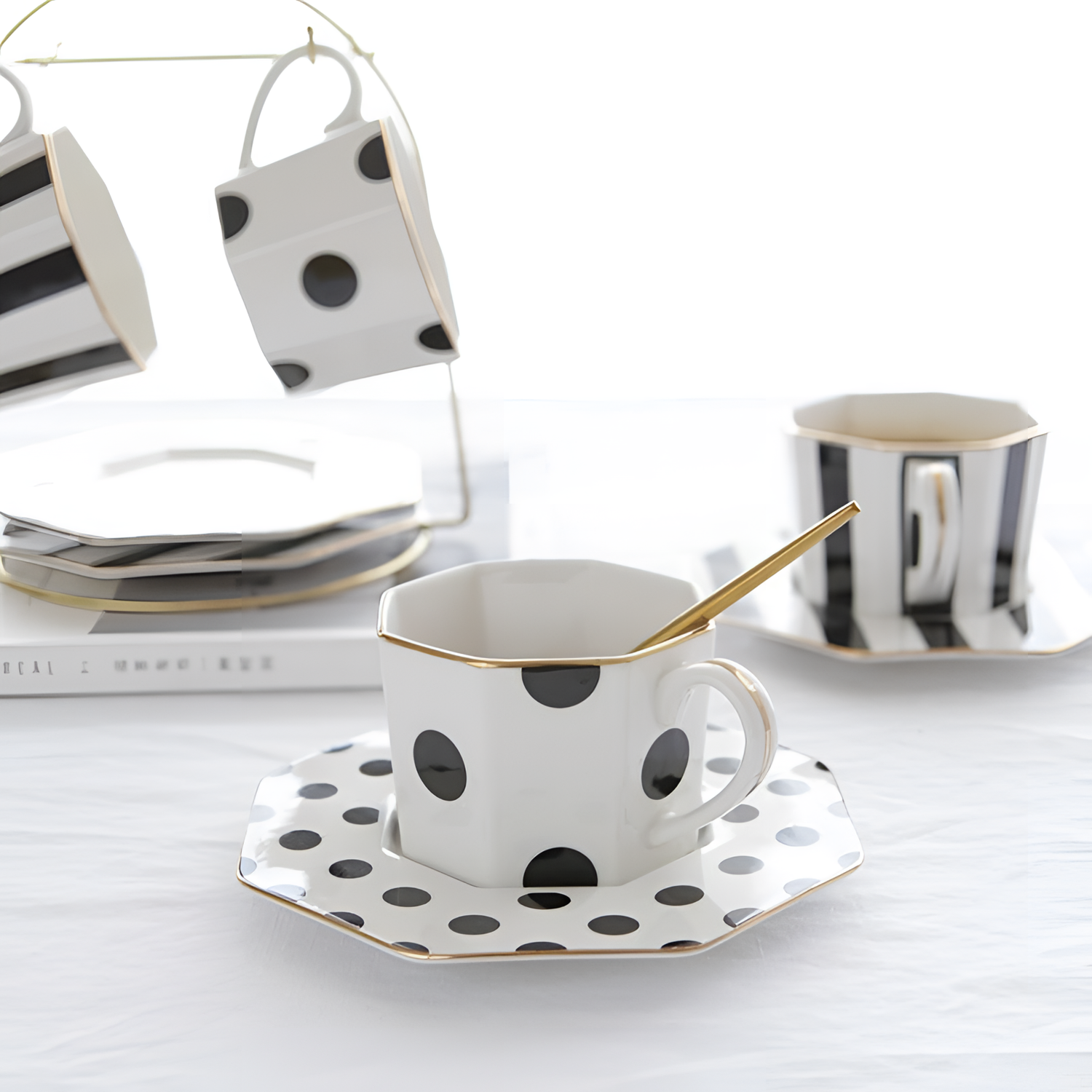 Black Ceramic Dot & Stripe Decor | Decor | NordicAbode.com