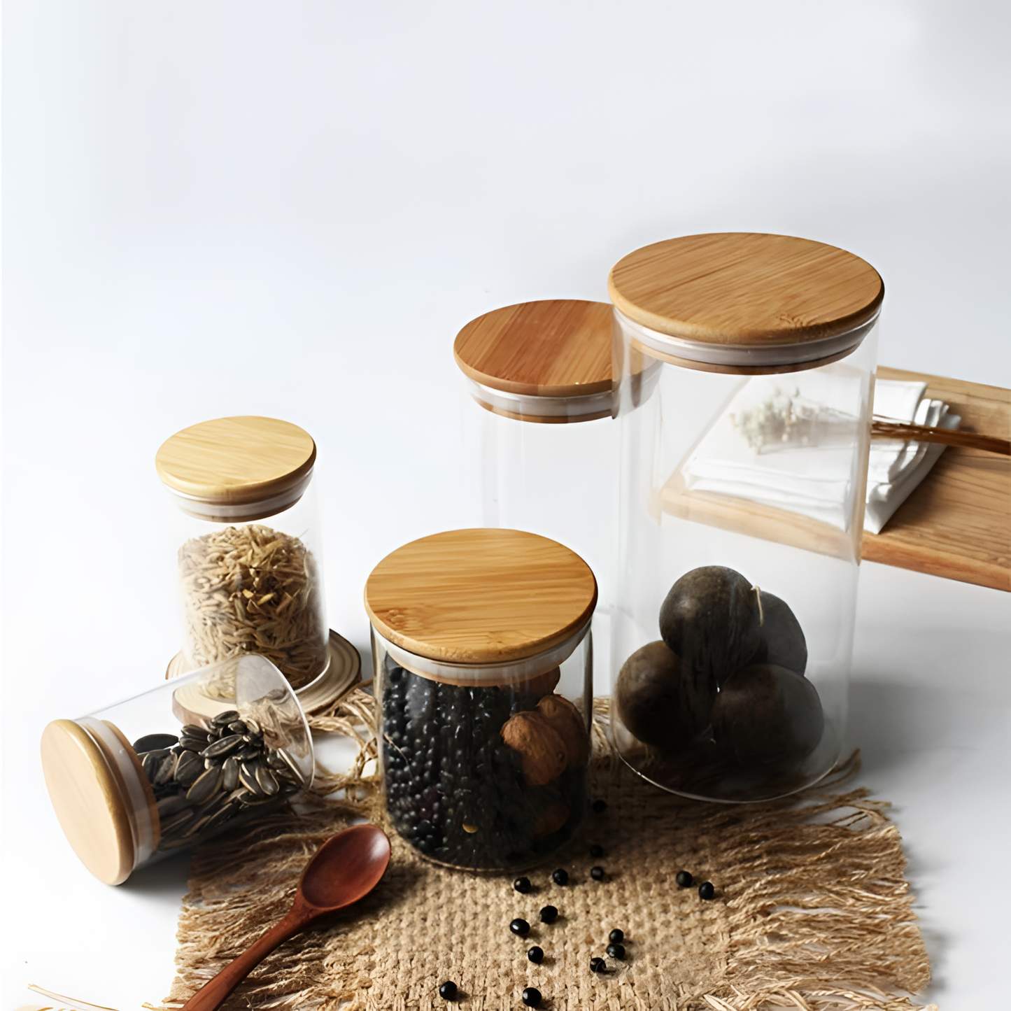 Glass Wooden-Covered Glass Jar | Storage | NordicAbode.com