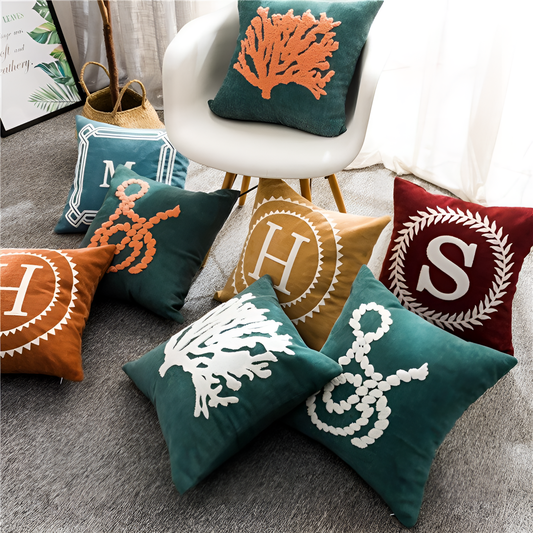 Letter Embroidered Cushion Cover - Square | Cushions | NordicAbode.com