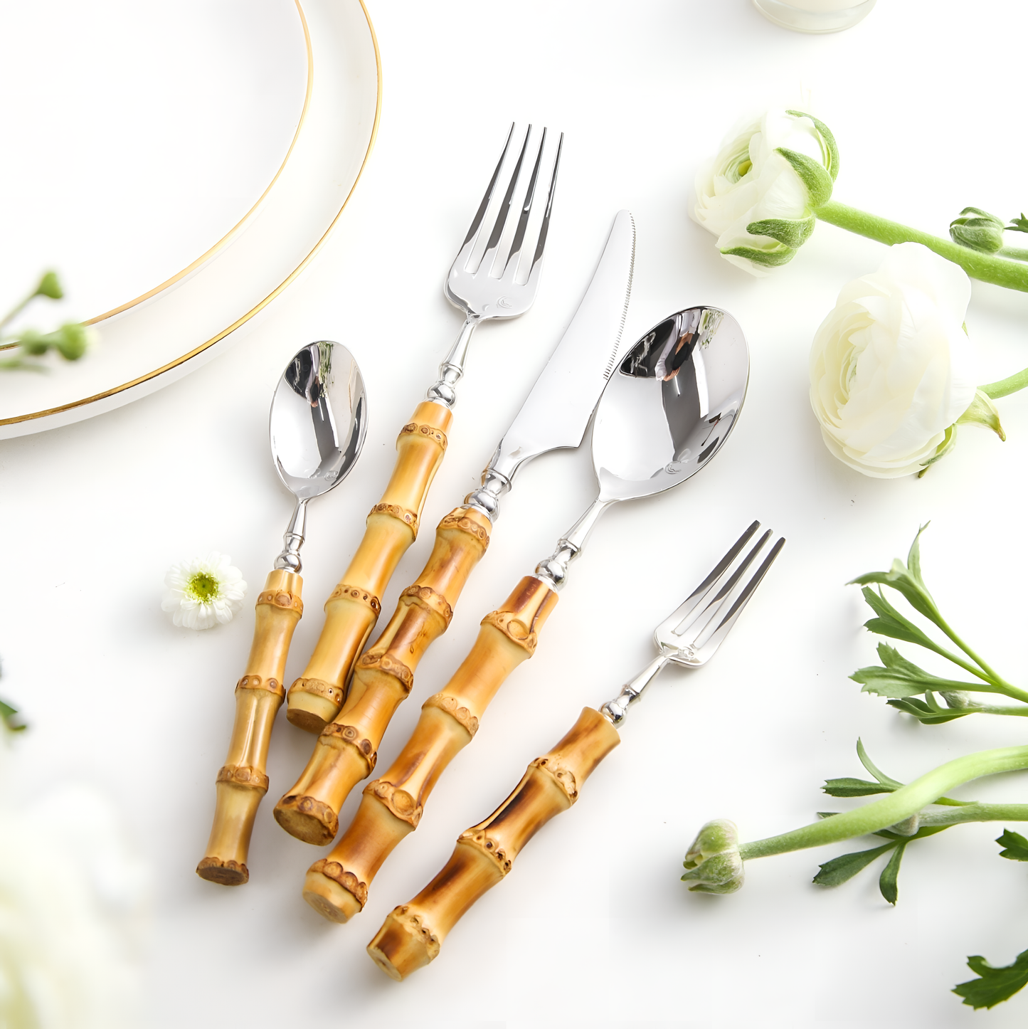 Vintage Luxury Bamboo Handle Flatware | Flatware | NordicAbode.com