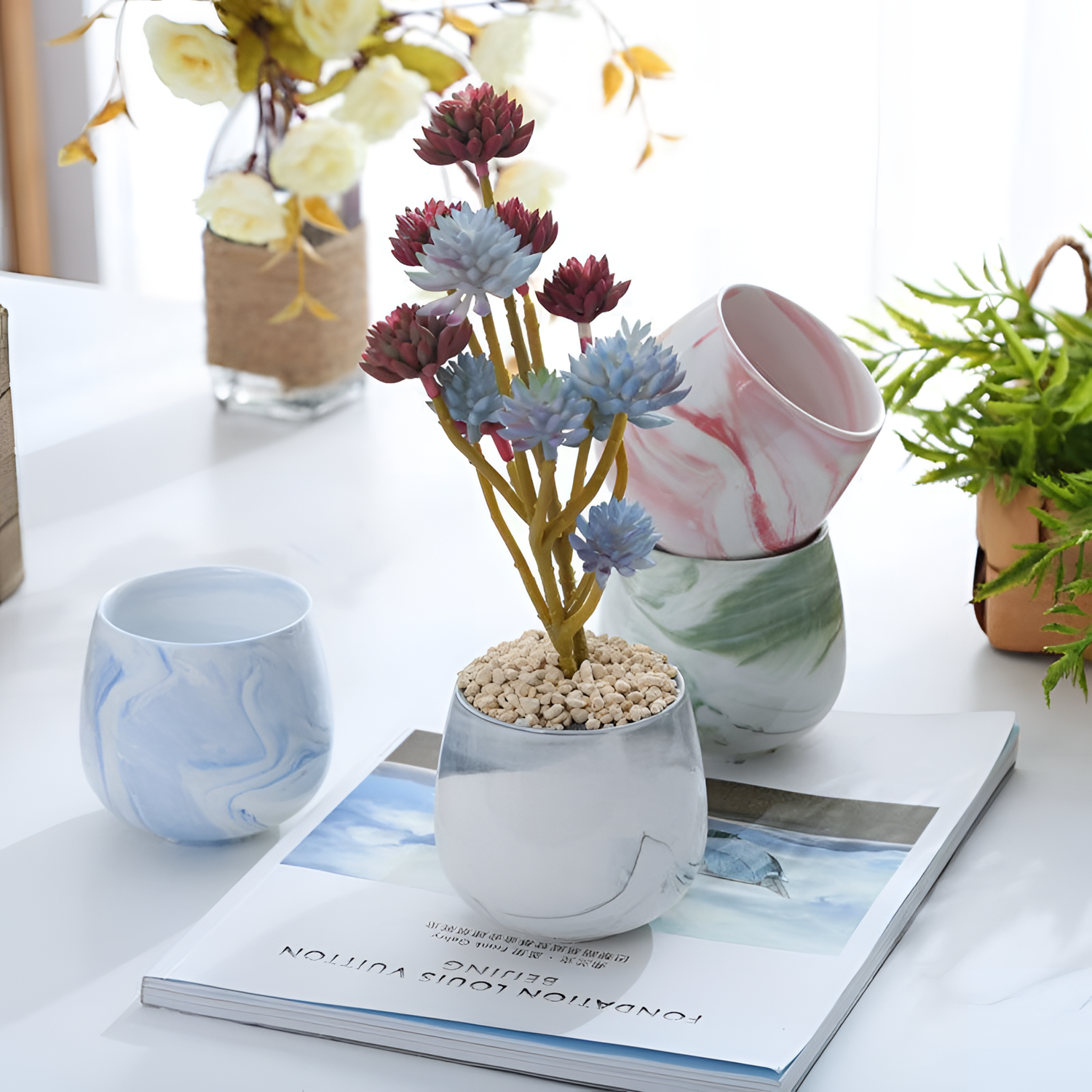 Marble Ceramic Planter Pot | Planters | NordicAbode.com