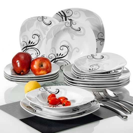 Zoey 18-Piece Porcelain Dinnerware Set - Classic Design | Dinnerware | NordicAbode.com