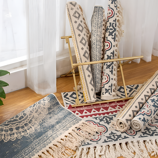 Retro Bohemian Tassel Cotton Carpet | Rugs | NordicAbode.com