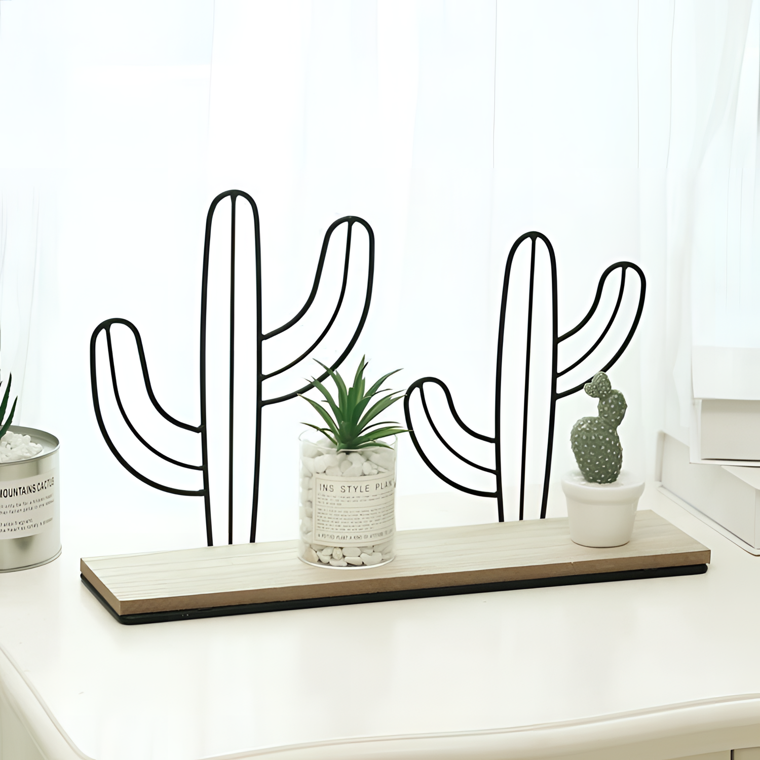 Cactus Pine Wood Cactus Shelf | Shelves | NordicAbode.com