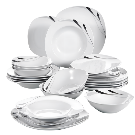 Karla 24-Piece Porcelain Dinner Plate Set | Dinnerware | NordicAbode.com