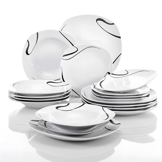 Kayla 18-Piece Porcelain Dinnerware Set - Floral Pattern | Dinnerware | NordicAbode.com