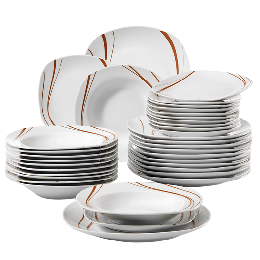 Bonnie 36-Piece Porcelain Dinnerware Set - Ivory White | Dinnerware | NordicAbode.com