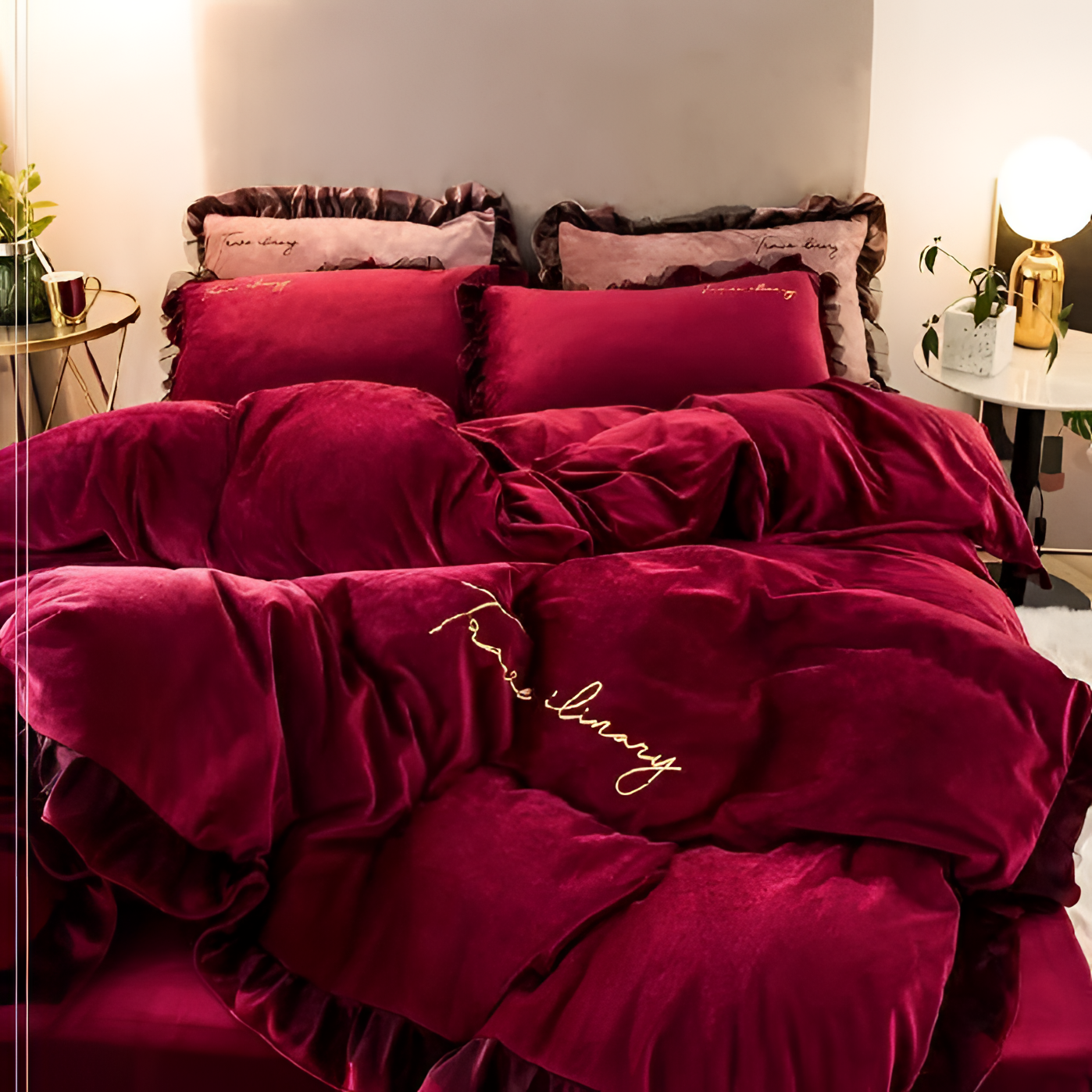 Simple Ruffled Velvet Bedding Set | Bedding | NordicAbode.com